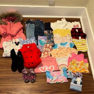 Children's Clothing Bundle - Pink, Red, and Multi-Color 35 Piece Bundle
